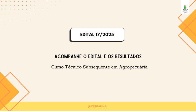 Cadastro de Reservas de Vagas Não Preenchidas Curso Técnico Subsequente em Agropecuária