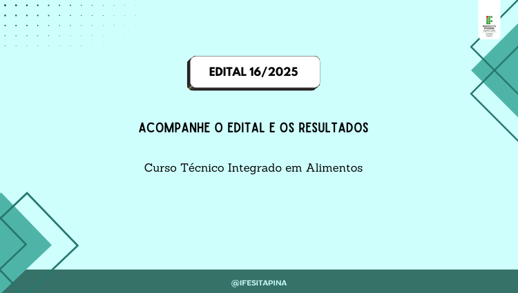 Cadastro de Reservas de Vagas Não Preenchidas Curso Técnico Integrado em Alimentos