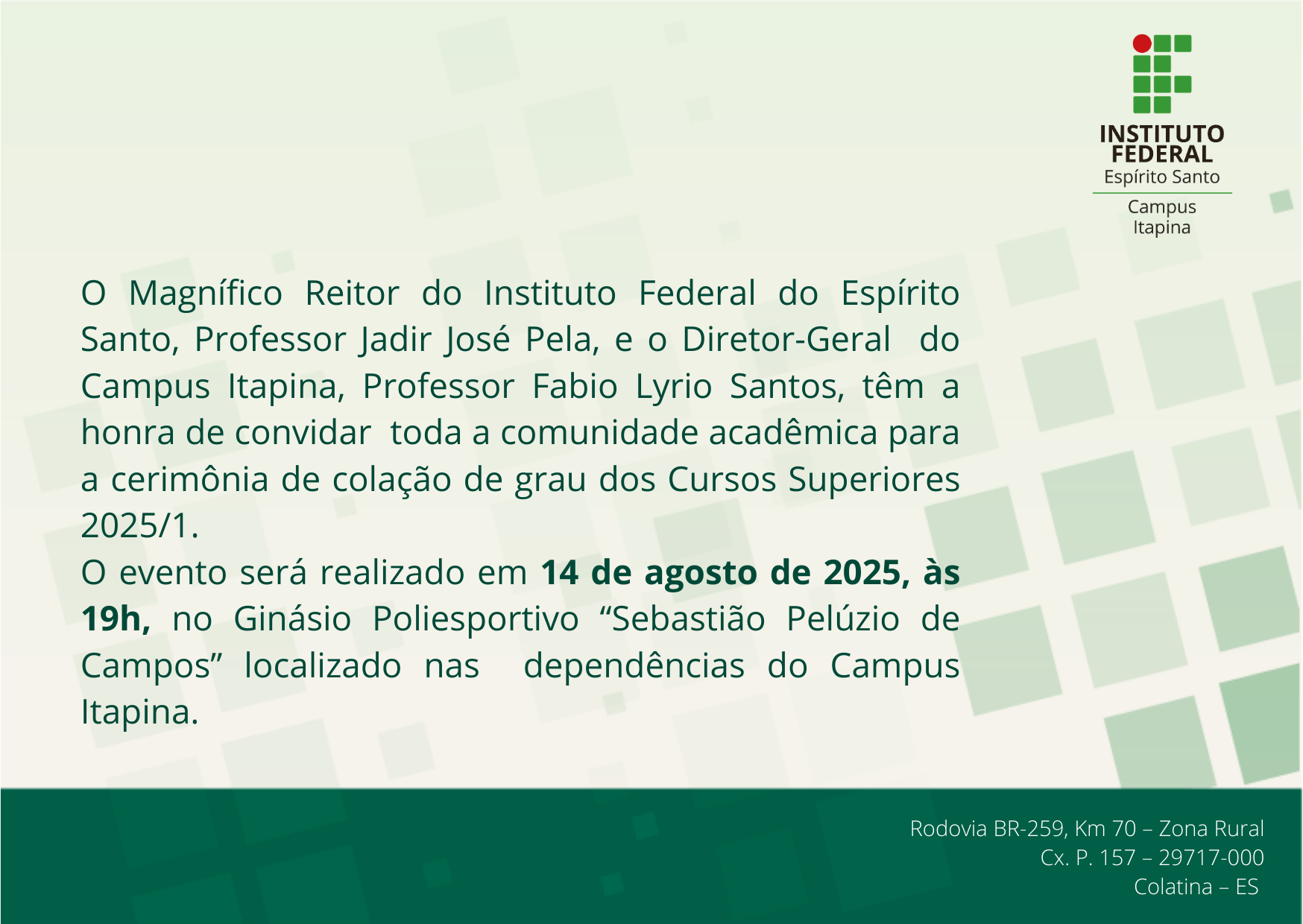 2025 Modelo Convite Campus Itapina