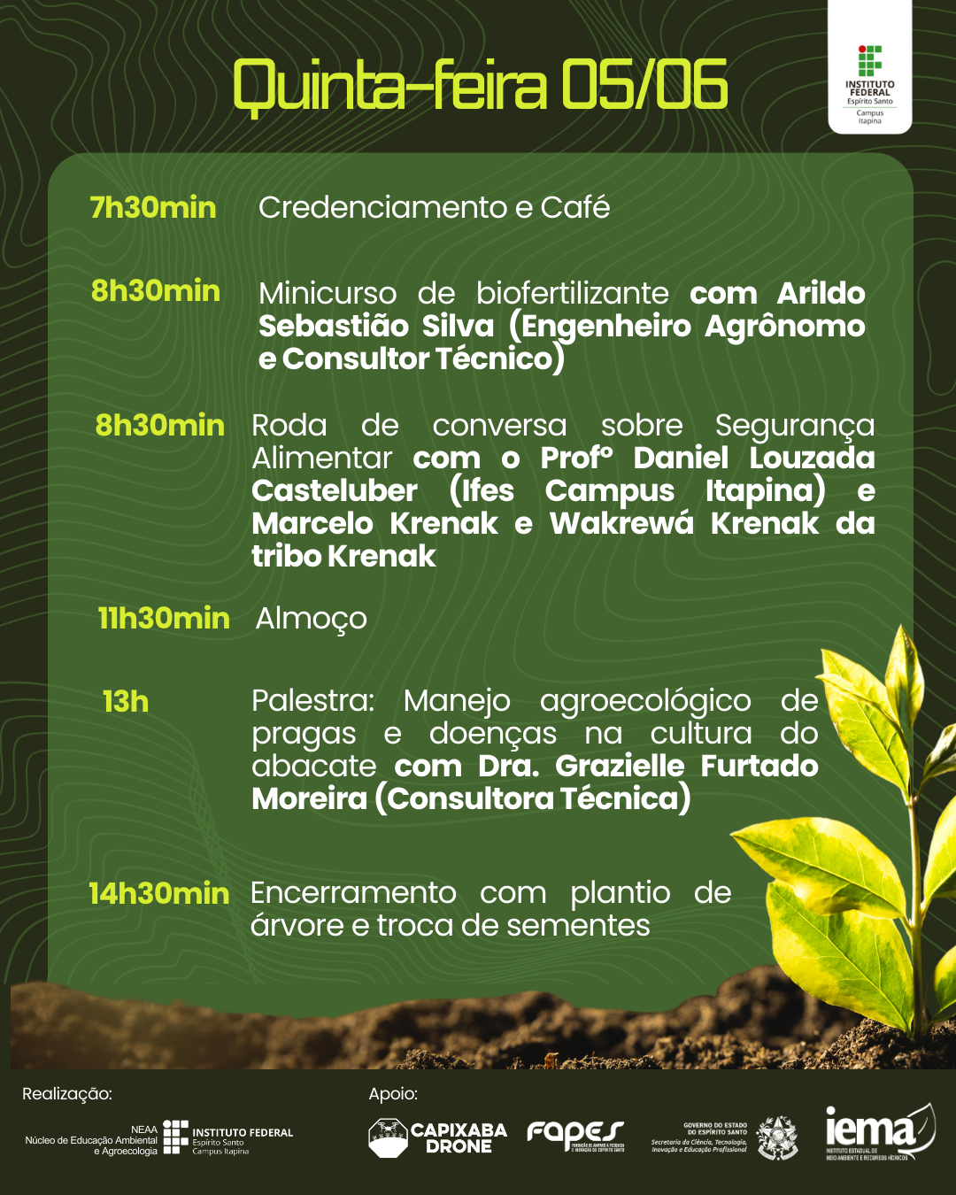 Programacao Quinta Encontro Educacao Ambiental