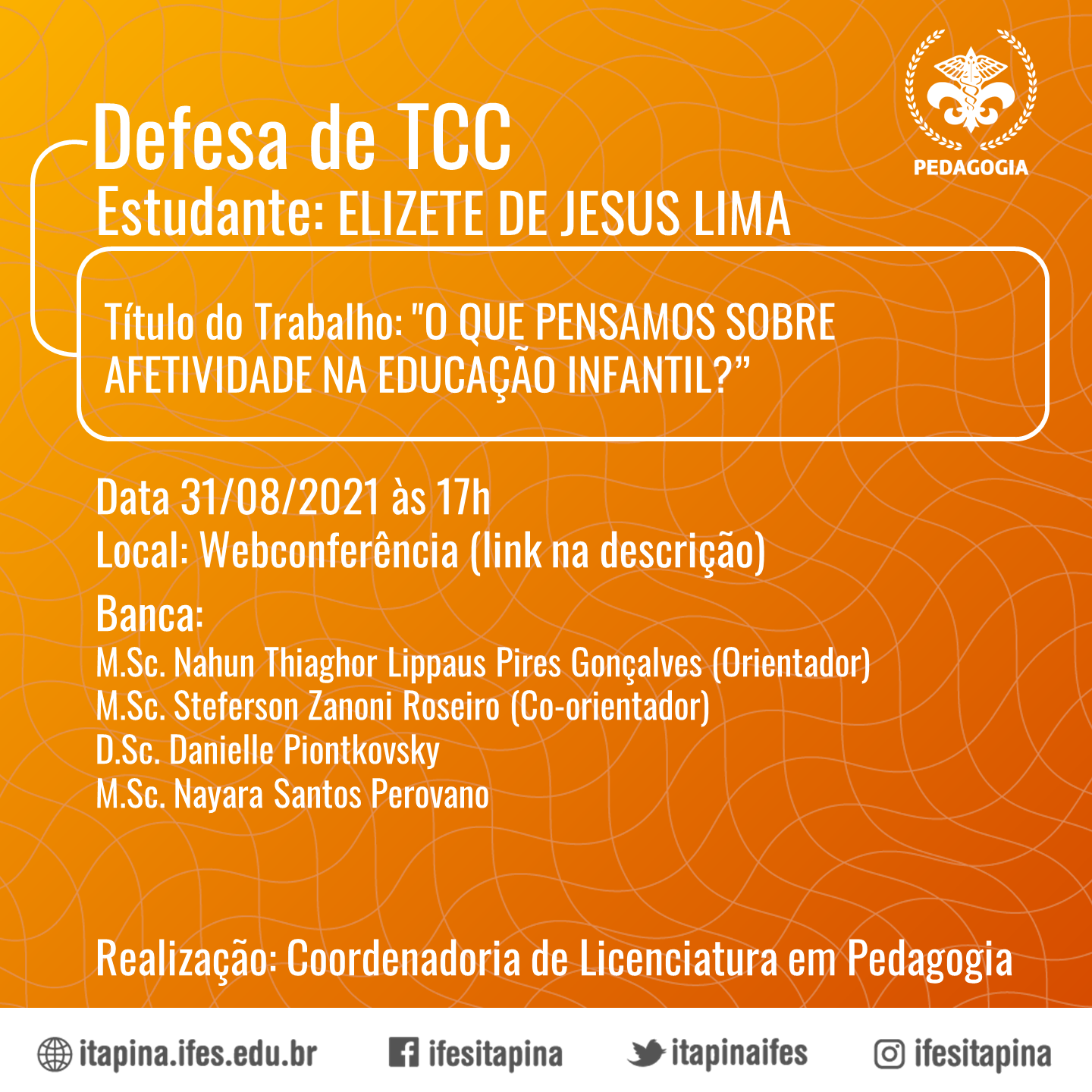 CCSE ITAPINA 87 2020 TCC PEDAGOGIA ELIZETE DE JESUS LIMA
